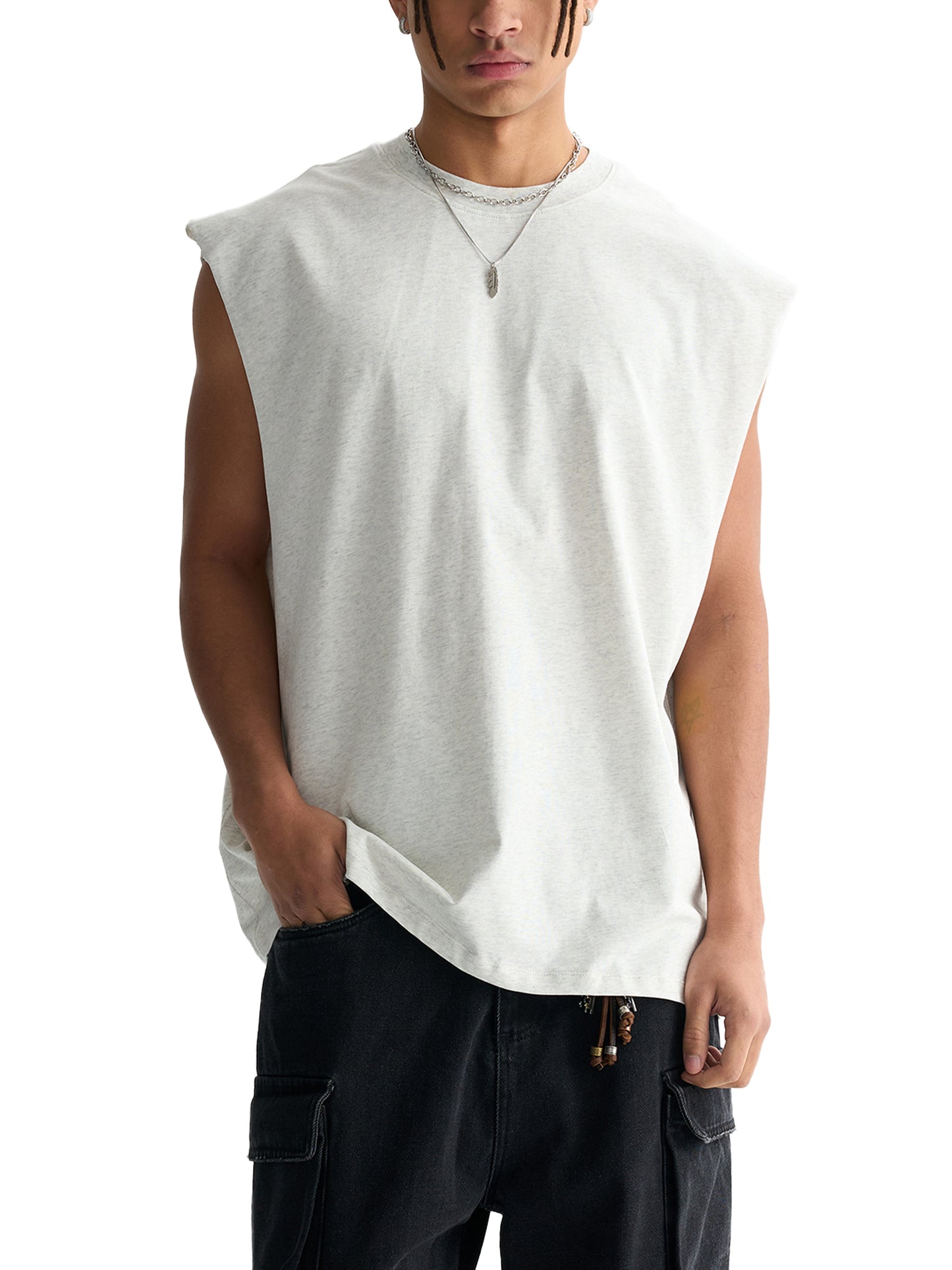 Raw Edge Cotton Graphic Tank Top